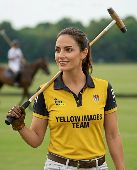 Woman Wearing Full Polo Kit Mockup