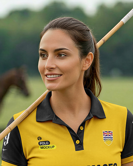 Woman Wearing Full Polo Kit Mockup