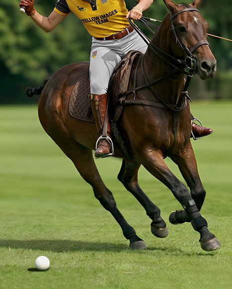Woman Wearing Full Polo Kit on Horse Mockup