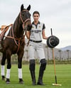 Woman Wearing Full Polo Kit with Horse Mockup