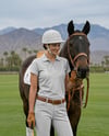 Woman Wearing Full Polo Kit with Horse Mockup