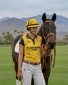 Woman Wearing Full Polo Kit with Horse Mockup