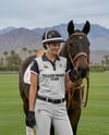 Woman Wearing Full Polo Kit with Horse Mockup