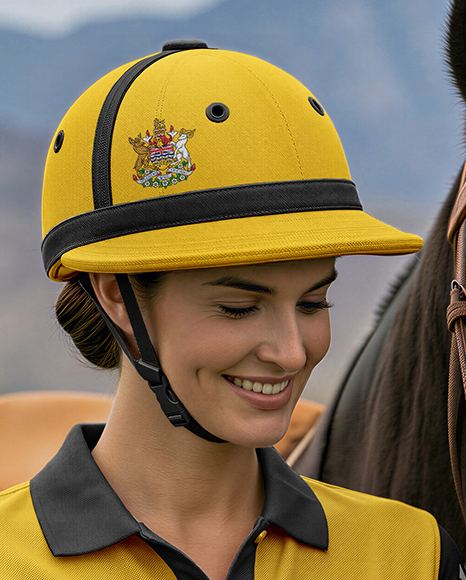 Woman Wearing Full Polo Kit with Horse Mockup