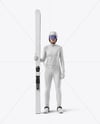Woman Wearing Full Ski Jumping Kit Mockup