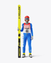 Woman Wearing Full Ski Jumping Kit Mockup