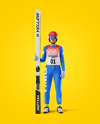 Woman Wearing Full Ski Jumping Kit Mockup
