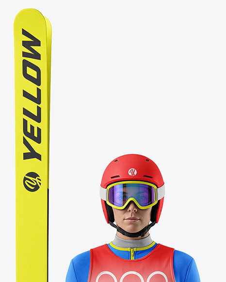 Woman Wearing Full Ski Jumping Kit Mockup