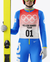 Woman Wearing Full Ski Jumping Kit Mockup