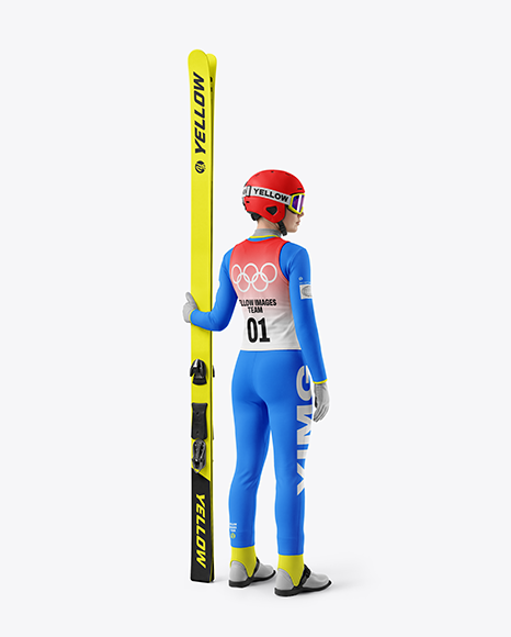 Woman Wearing Full Ski Jumping Kit Mockup