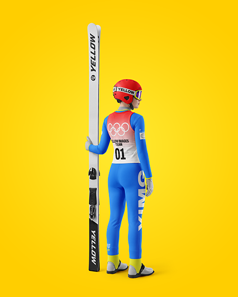 Woman Wearing Full Ski Jumping Kit Mockup