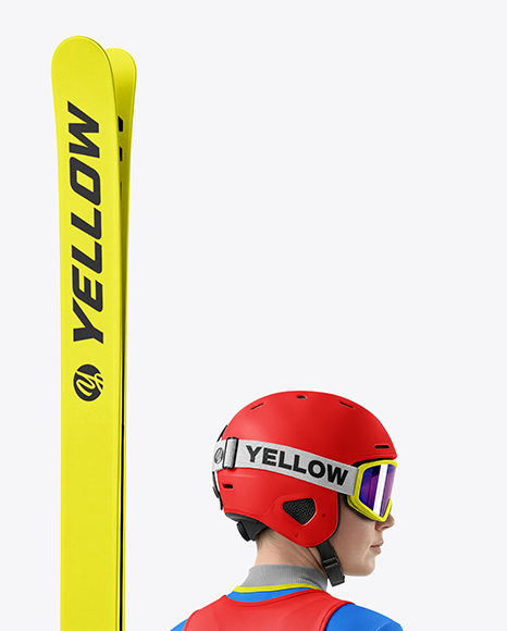 Woman Wearing Full Ski Jumping Kit Mockup