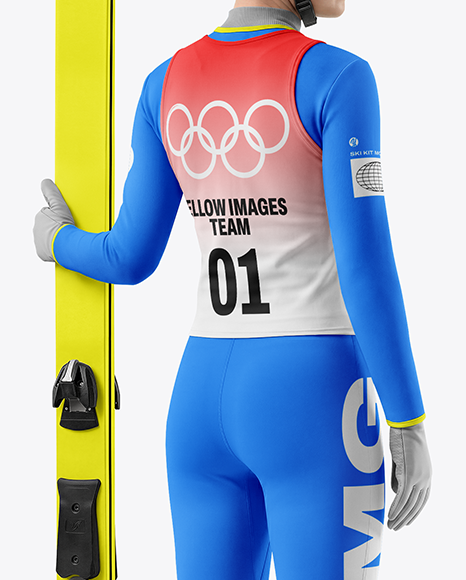 Woman Wearing Full Ski Jumping Kit Mockup