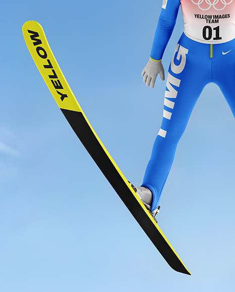 Woman Wearing Full Ski Jumping Kit Mockup