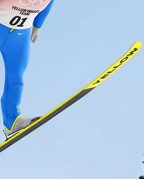 Woman Wearing Full Ski Jumping Kit Mockup