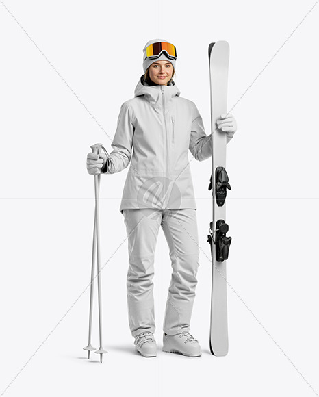 Woman Wearing Full Ski Kit Mockup