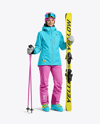 Woman Wearing Full Ski Kit Mockup