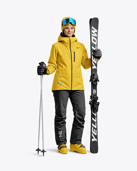 Woman Wearing Full Ski Kit Mockup