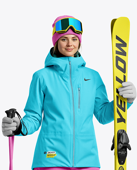 Woman Wearing Full Ski Kit Mockup