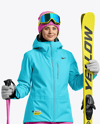 Woman Wearing Full Ski Kit Mockup