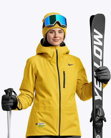Woman Wearing Full Ski Kit Mockup