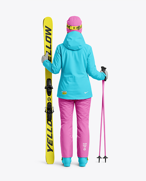 Woman Wearing Full Ski Kit Mockup