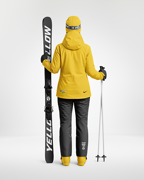 Woman Wearing Full Ski Kit Mockup