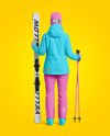 Woman Wearing Full Ski Kit Mockup