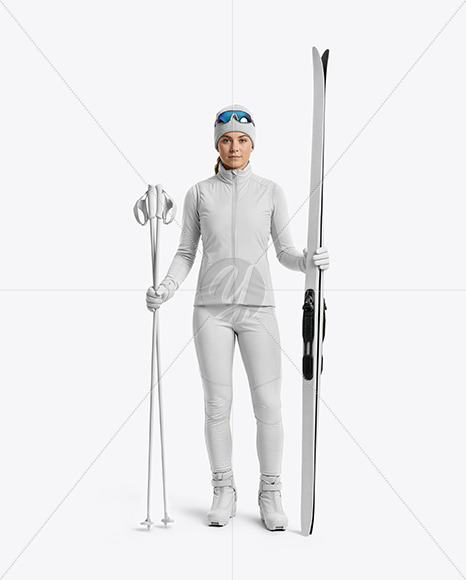 Woman Wearing Full Ski Kit Mockup