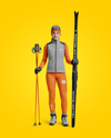 Woman Wearing Full Ski Kit Mockup