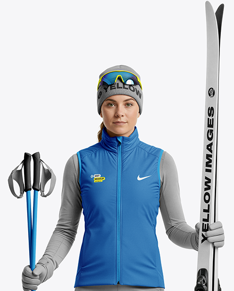 Woman Wearing Full Ski Kit Mockup