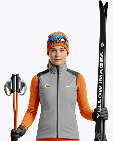 Woman Wearing Full Ski Kit Mockup