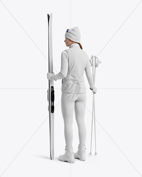 Woman Wearing Full Ski Kit Mockup