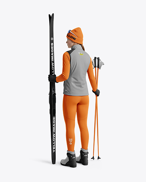 Woman Wearing Full Ski Kit Mockup