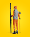 Woman Wearing Full Ski Kit Mockup