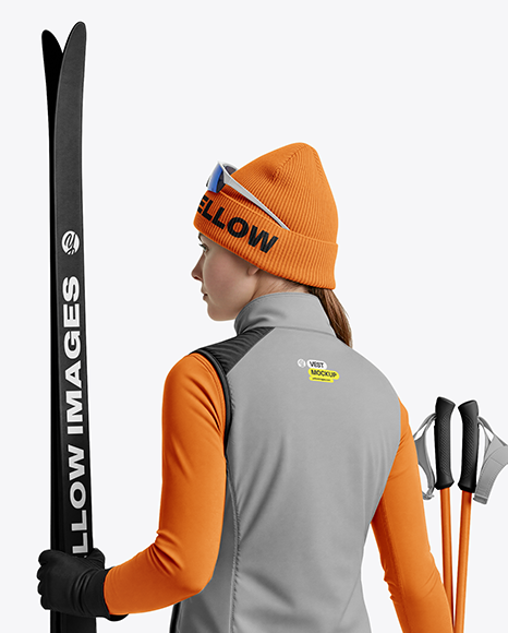 Woman Wearing Full Ski Kit Mockup