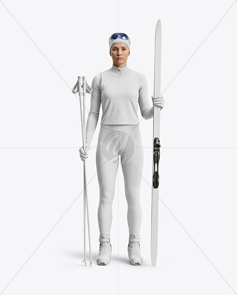 Woman Wearing Full Ski Kit Mockup