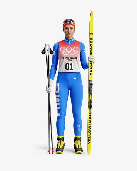 Woman Wearing Full Ski Kit Mockup