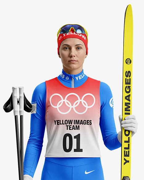 Woman Wearing Full Ski Kit Mockup