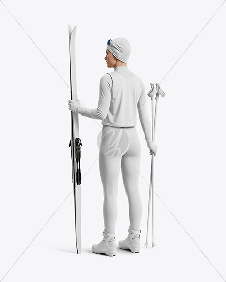 Woman Wearing Full Ski Kit Mockup