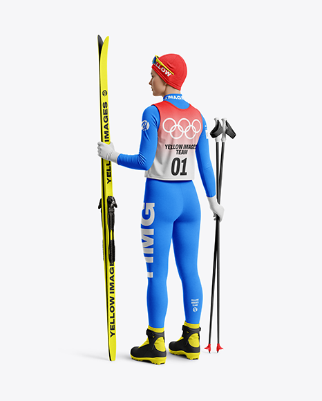Woman Wearing Full Ski Kit Mockup
