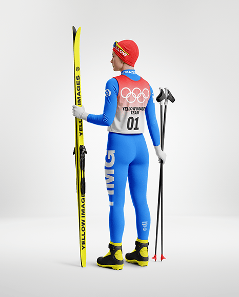 Woman Wearing Full Ski Kit Mockup