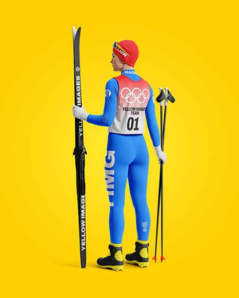 Woman Wearing Full Ski Kit Mockup