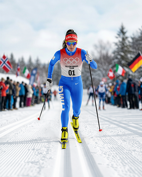 Woman Wearing Full Ski Kit Mockup