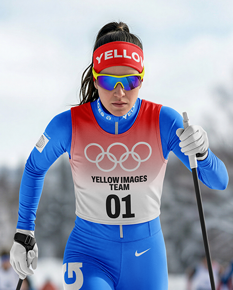 Woman Wearing Full Ski Kit Mockup