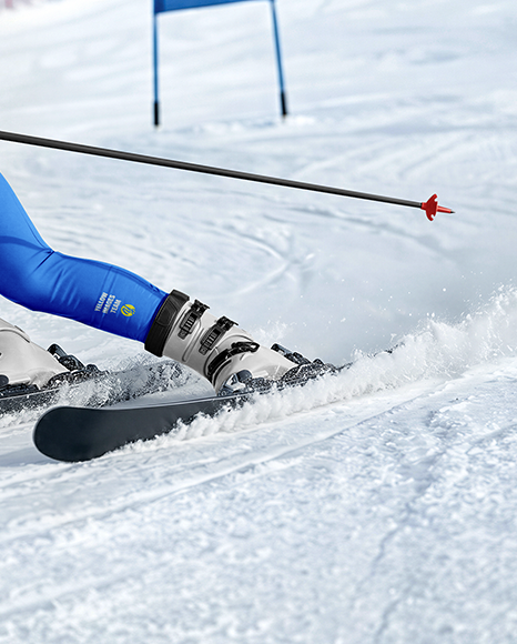 Woman Wearing Full Slalom Ski Kit Mockup