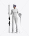 Woman Wearing Full Slalom Ski Kit Mockup