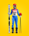 Woman Wearing Full Slalom Ski Kit Mockup