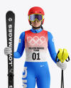 Woman Wearing Full Slalom Ski Kit Mockup