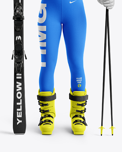 Woman Wearing Full Slalom Ski Kit Mockup